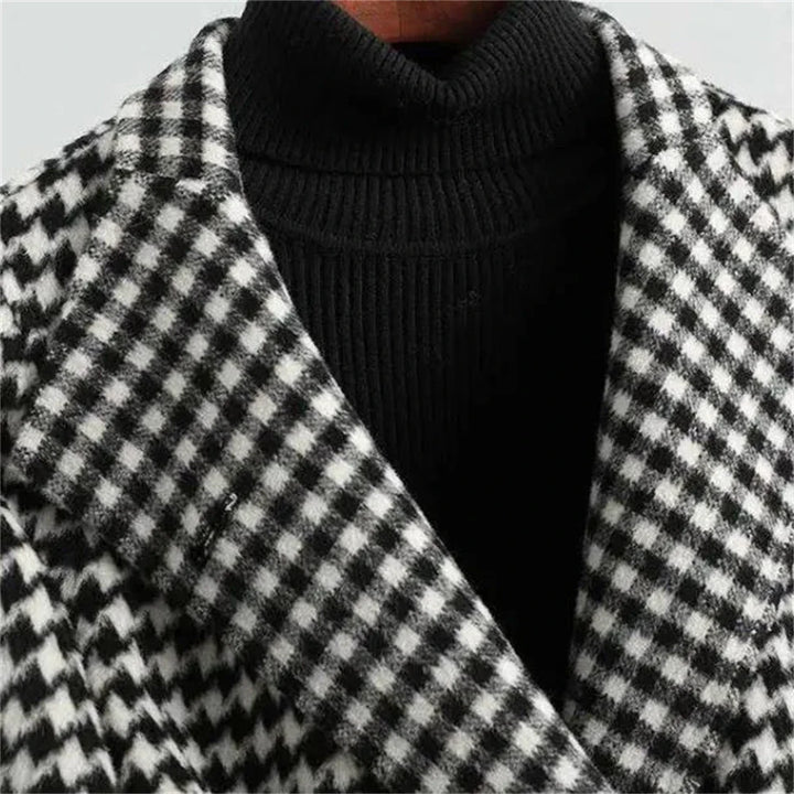 Manteaux longs en laine à carreaux pour femmes