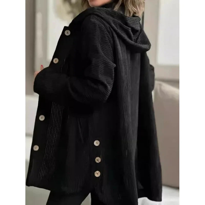 Veste à capuche en velours décontractée femme”